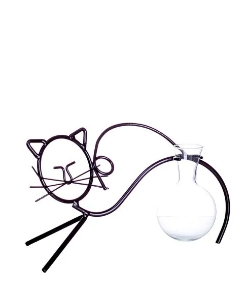 Декоративная подставка кошка с 1 стеклянной колбой (22 х 12 см)#1