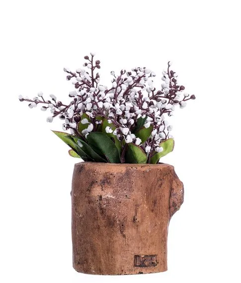 Декоративный керамический пенек с цветком (15 см) №278#2