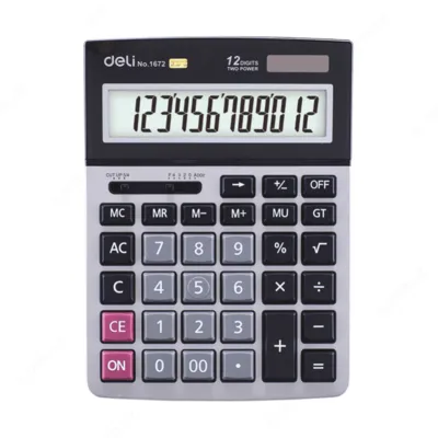 Калькулятор 12 разрядный cеребряный цв. 213*158*37,5 Deli E1672#1