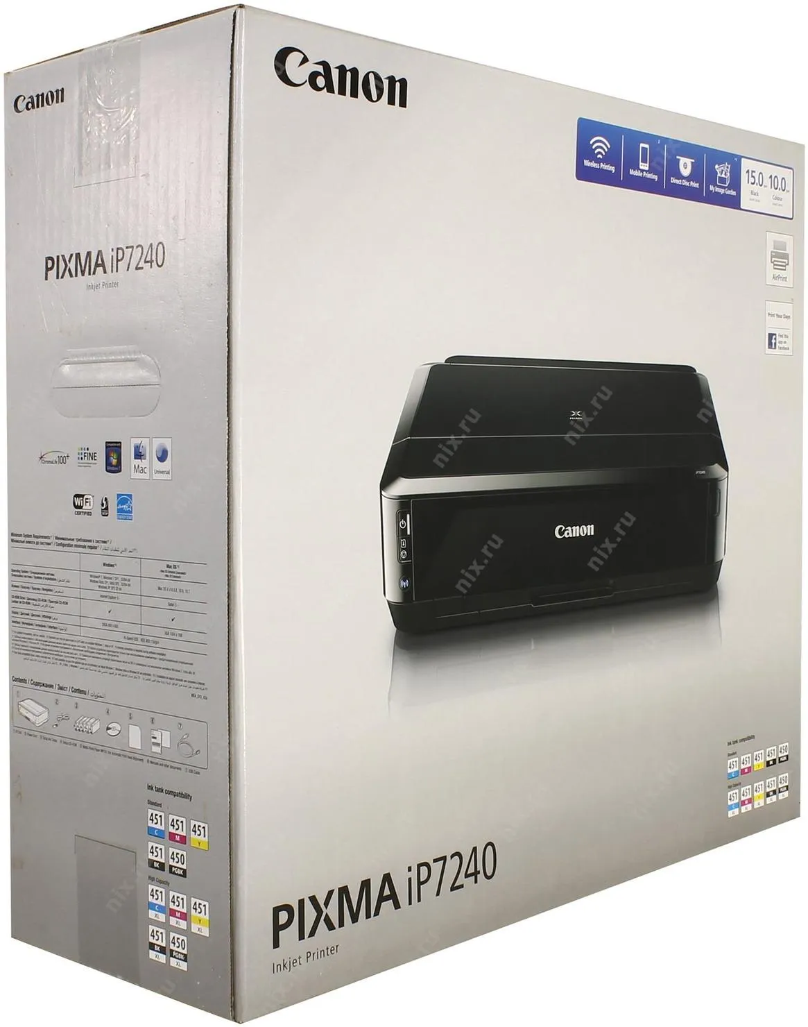 Принтер Canon PIXMA iP7240 (A4,15 стр/мин,9600*2400dpi,USB2.0,WiFi,струйный, двусторонняя печать, печать на CD/ DVD)#4