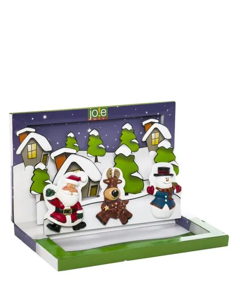 Комплект рождественских магнитов  (3 шт) +открытка Joie msc#1