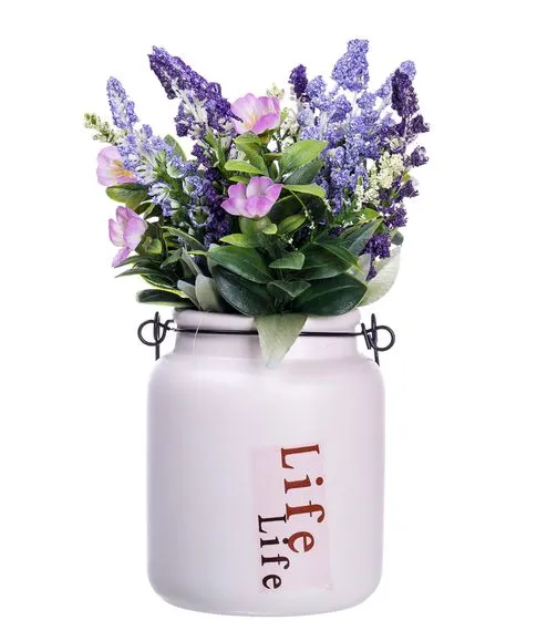 Декоративное керамическое ведро с цветком "Life" ( 20 см) №294#1