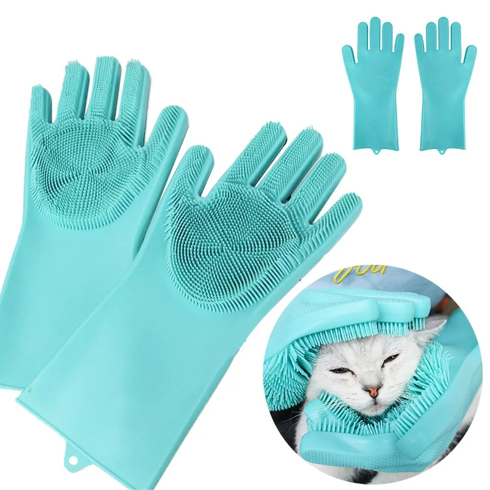 Перчатки силиконовые для купания собак и кошек#1