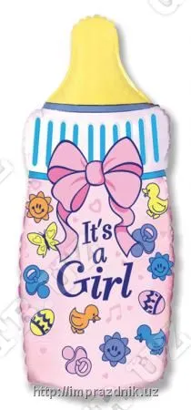 Фольгированный шар в виде бутылочки " It's a girl "#1