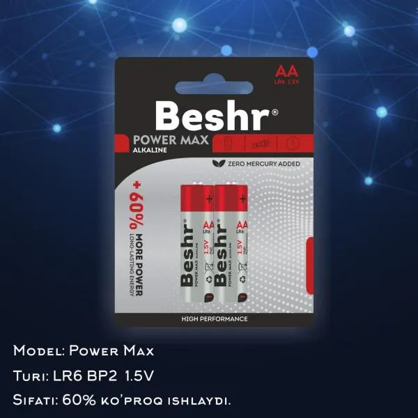 Батарейки BESHR POWER MAX ALKALINE LR6 1.5V#2
