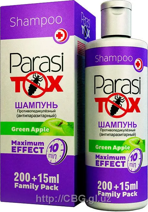 Шампунь противопедикулёзный ParasiTox (Green Apple)#1