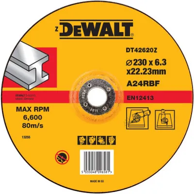 Круг обдирочный по металлу DEWALT, DT42620Z-QZ, INDUSTRIAL, 230 x 22.2 x 6.3 мм, тип27