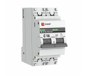 Автоматический выключатель 2P 16А (C) 4,5kA ВА 47-63 EKF PROxima