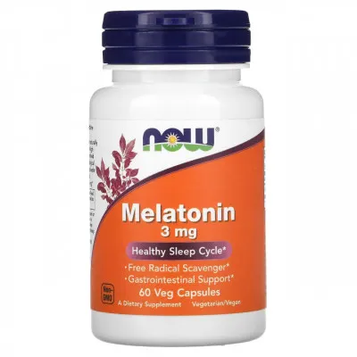 Мелатонин,  Now Foods, 3 мг, 60 капсул