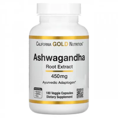 California Gold Nutrition, ашваганда, 450 мг, 180 растительных капсул