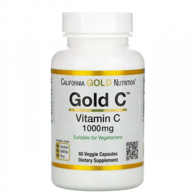 California Gold Nutrition, Gold C, витамин C, 1000 мг, 60 вегетарианских капсул