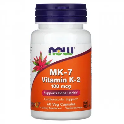 NOW Foods, MK-7, витамин K2, 100 мкг, 60 растительных капсул