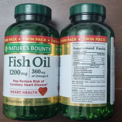 Nature's Bounty, рыбий жир, 1200 мг, по 180 капсул быстрого высвобождения