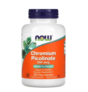 NOW Foods Chromium Picolinate, 200 mkg, 250 Veg Kapsulalar