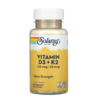 Соларай, витамины D3 и K2, без сои, 60 растительных капсул