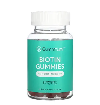 GummYum!, Biotinli chaynashlar, tabiiy qulupnay lazzati, 2500 mkg, 60 tabletka