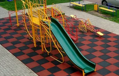 Резиновая разноцветная плита "Rubber Max Sport" для детской площадки (490 х 490 х 15 мм)