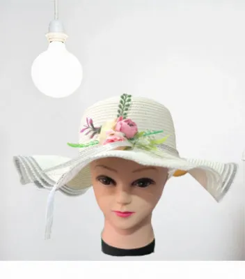 Женская пляжная шляпа с лентой и цветком