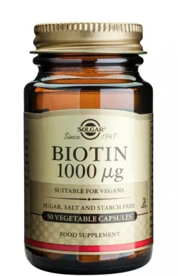 Sog'lom teri va sochlar uchun biotin tabletkalari Solgar Biotin 1000mg (250 ta)