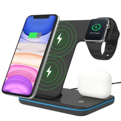 Беспроводное зарядное устройство 3 в 1 Qi 15 Вт, док-станция для быстрой зарядки для Apple Watch iWatch 6 5 4 AirPods Pro iPhone 12 11 XS XR X 8