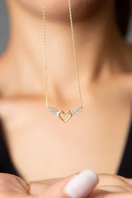Серебряное ожерелье, модель: сердце с крыльями ангела pp3741 Larin Silver