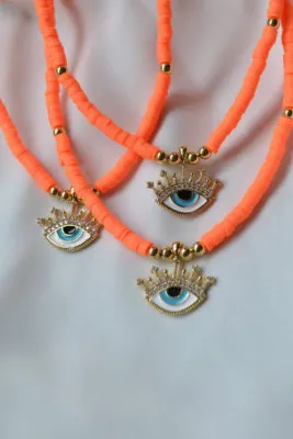 Ожерелье оранжевый фимо, модель: глаза ti054 Mori