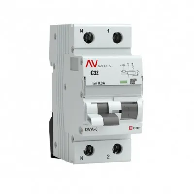 Дифференциальный автомат DVA-6 1P+N 32А (C) 300мА (A) 6кА EKF AVERES