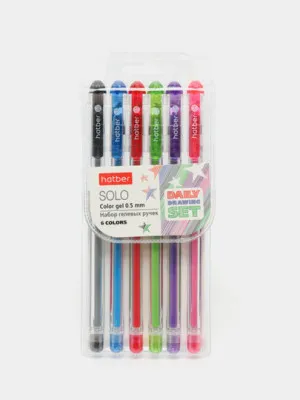 Набор гелевых ручек Hatber Solo ColorGel, 6 цветов, 0.5 мм