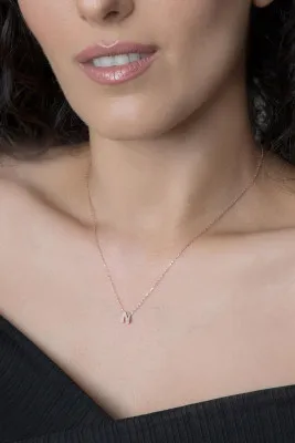 Серебряное ожерелье с буквой N в обьёме 3d pp001l Larin Silver