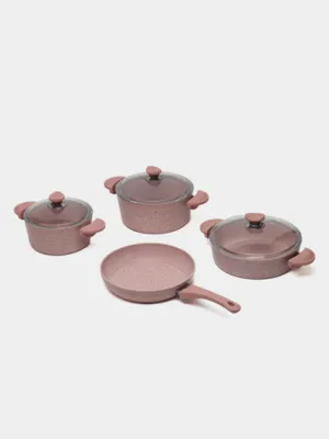 Набор Посуды Из Гранита, 7 Шт.20*10  - 24*12 - 26*7,5  - 26*5,5 Розовый