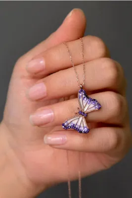 Серебряное ожерелье, модель: бабочка pp4057 Larin Silver