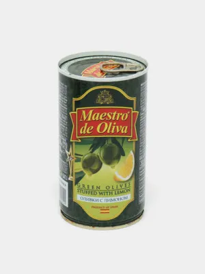 Оливки зелёные Maestro de Oliva, с лимоном, 370 мл