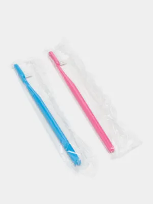 Зубная щетка для взрослых Synergetic Eco dental care, medium, розовая, голубая, 2 шт