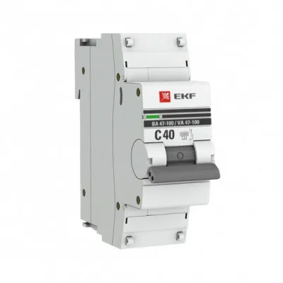 Автоматический выключатель 1P 40А (C) 10kA ВА 47-100 EKF Basic
