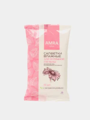 Женские салфетки влажные для интимной гигиены AMRA Ultra, 15 шт