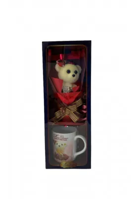 Подарочный набор - чашка с мишкой a014 SHK Gift красный