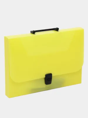 Портфель пластиковый ErichKrause Diagonal Neon, A4, желтый (в пакете по  1шт.)