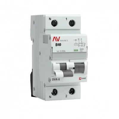 Дифференциальный автомат DVA-6 1P+N 40А (C) 30мА (AC) 6кА EKF AVERES