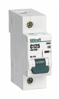 Автоматический выключатель 1Р 125А 10кА. DeKraft