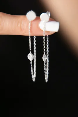 Серебряные серьги, модель: камень pp65046 Larin Silver