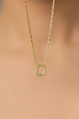 Серебряное ожерелье с буквой D в обьёме 3d pp001l Larin Silver