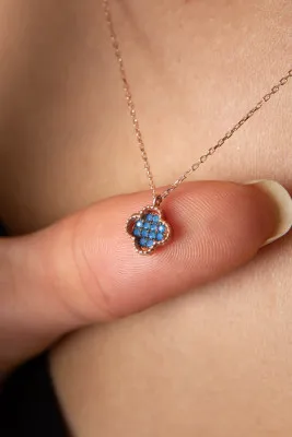 Серебряное ожерелье c синими камушками pp3789 Larin Silver