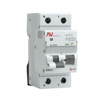 Дифференциальный автомат DVA-6 1P+N 6А (C) 100мА (AC) 6кА EKF AVERES