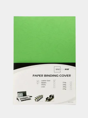 Обложка для переплёта Bindi Leather, картонная, зеленая, 230гр/м, А4ф, 100 шт 