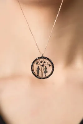 Серебряное ожерелье с черным камнем pp3013 Larin Silver