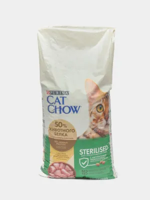 Корм для кошек Purina Cat Chow Sterilised, домашняя птица, 15 кг 