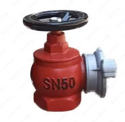 Пожарный рукавной вентиль КПЧ 90 градусов — кран угловой 50 (чугун)
