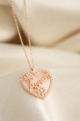Женское серебряное ожерелье, модель: сердечко с надписью мама pp2063 Larin Silver