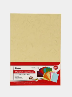 Обложка для переплета Foska, картонная, желтая, А4ф, 100 шт