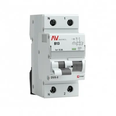 Дифференциальный автомат DVA-6 1P+N 13А (B) 300мА (AC) 6кА EKF AVERES